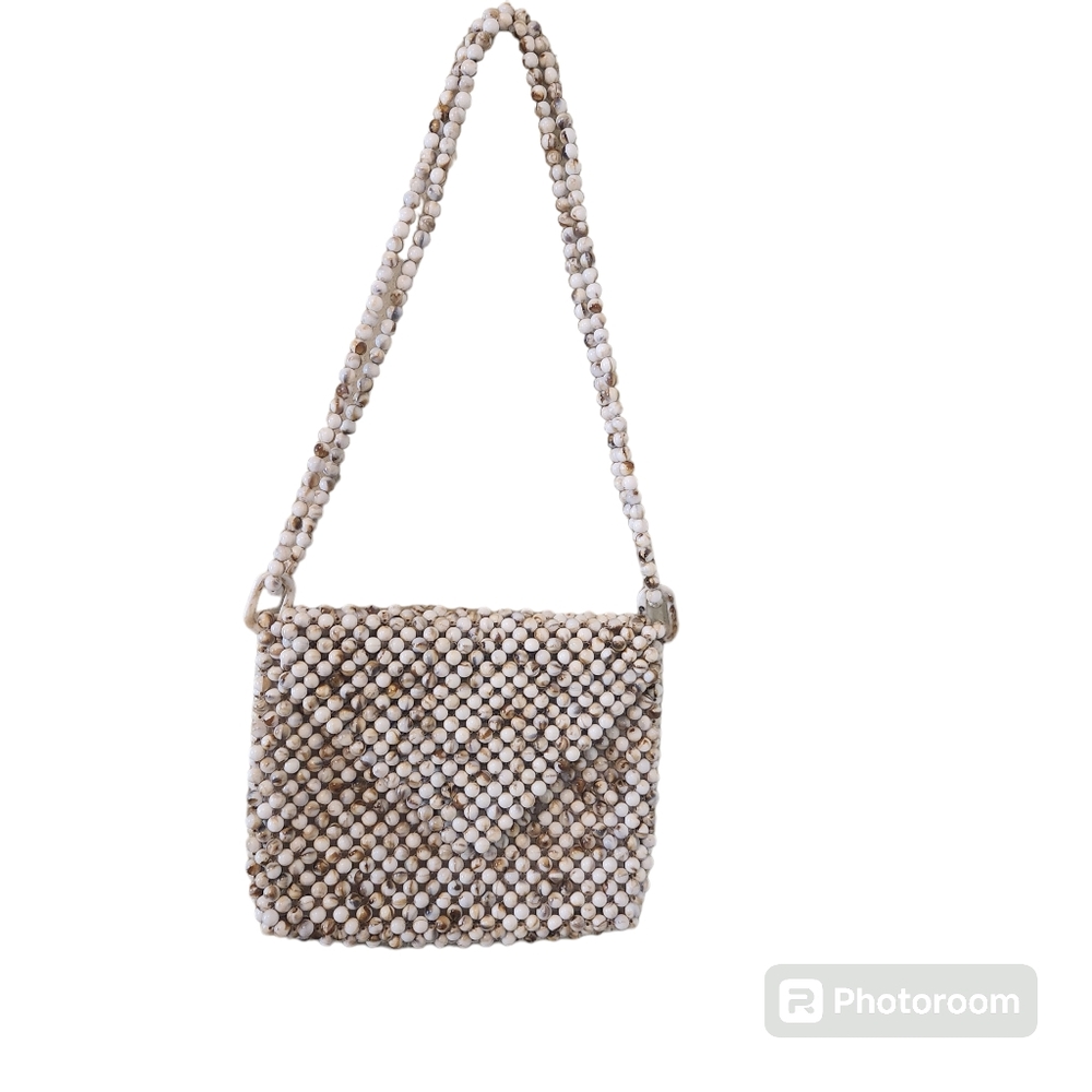 Rachel Ashwell Brown, tan, and cream Beaded Envelope Bag. Never used.